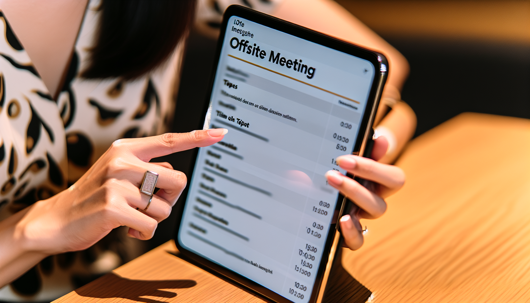 A detailed offsite meeting agenda with time slots and topics