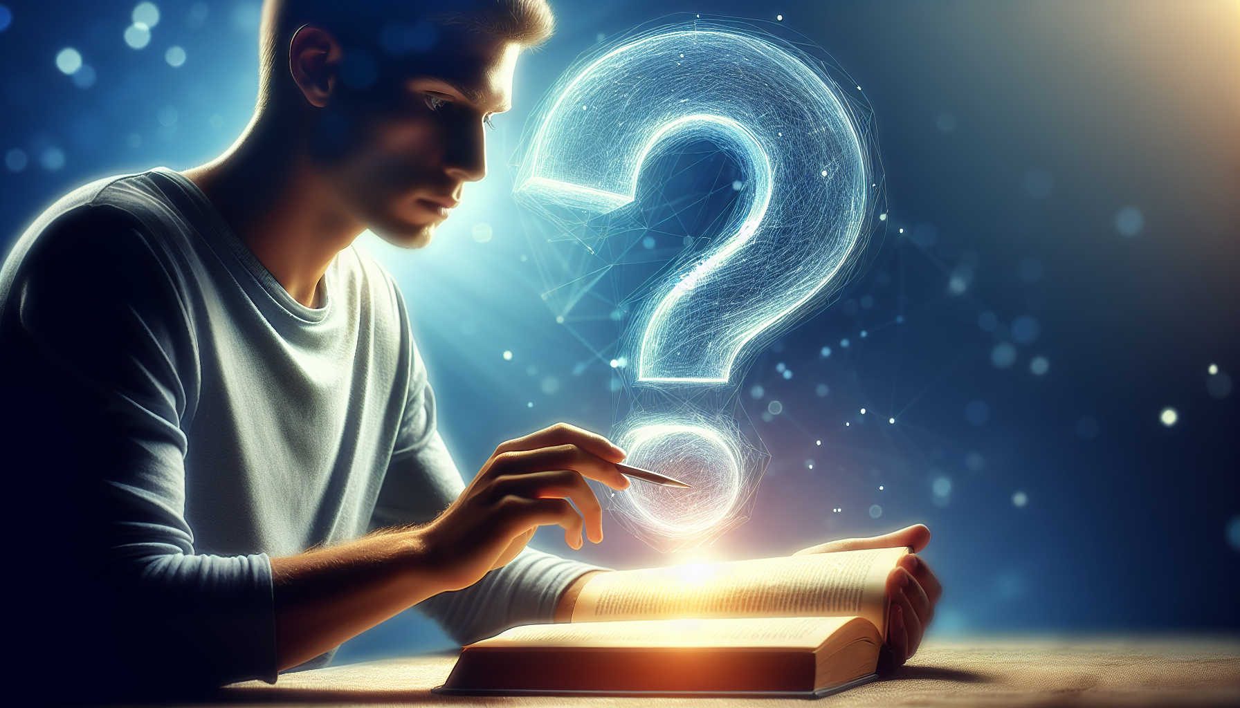 A person reading a book with a question mark in the background sq3r method