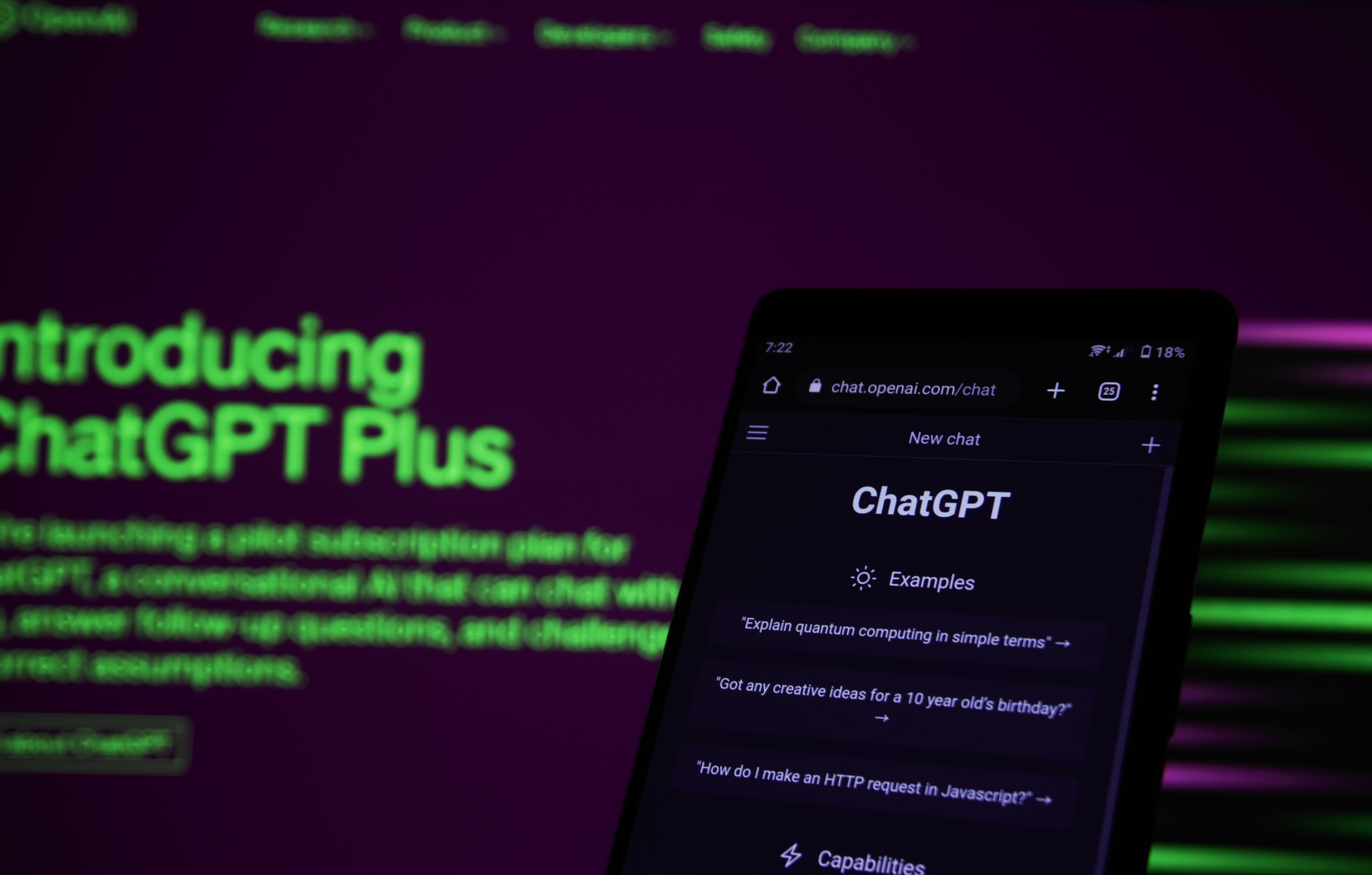 A picture of ChatGPT on a mobile device. 