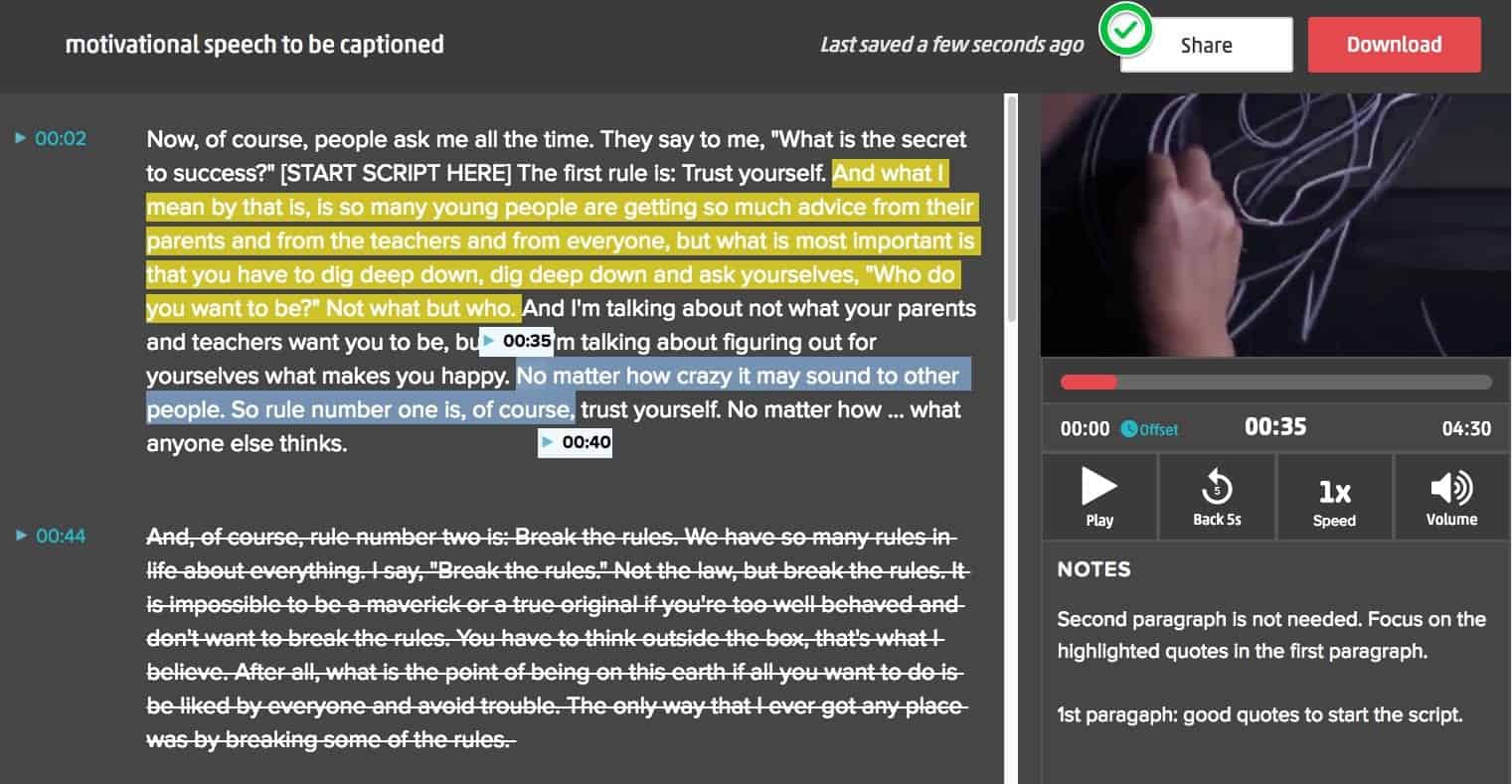 A video transcription tool called Rev