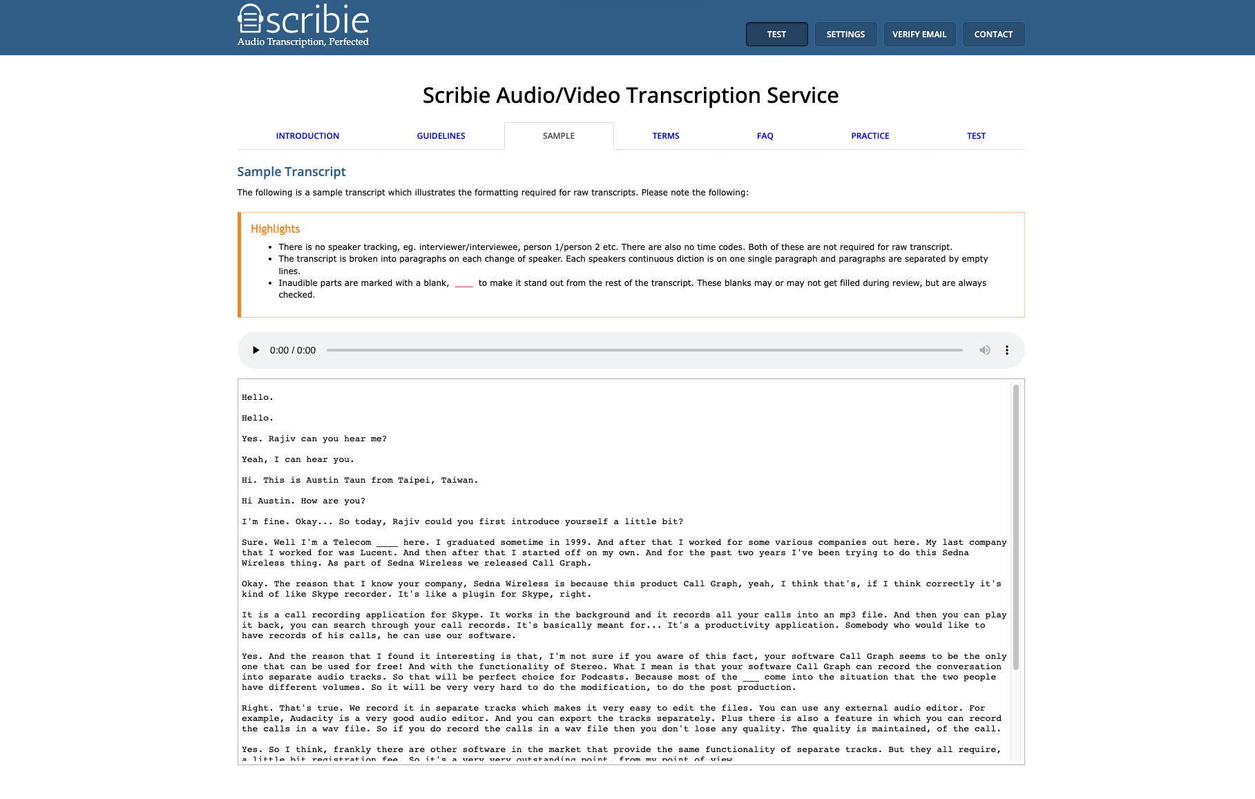 A video transcription tool called Scribie