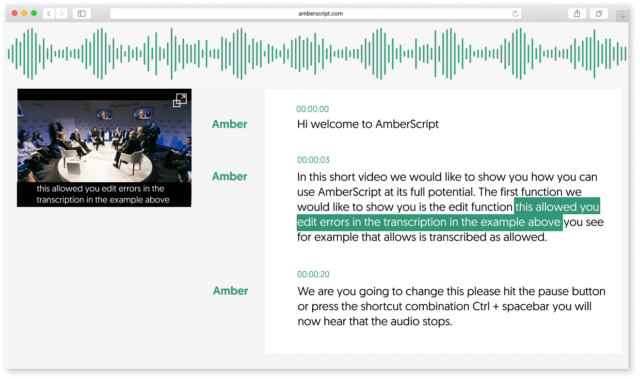 Amberscript - AI transcription tools in Europe