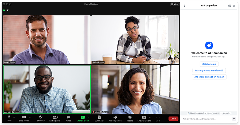 Asking in-meeting questions with the AI Companion