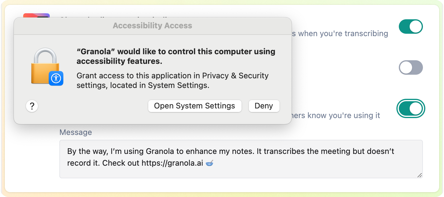 Automatic consent messaging - Granola review