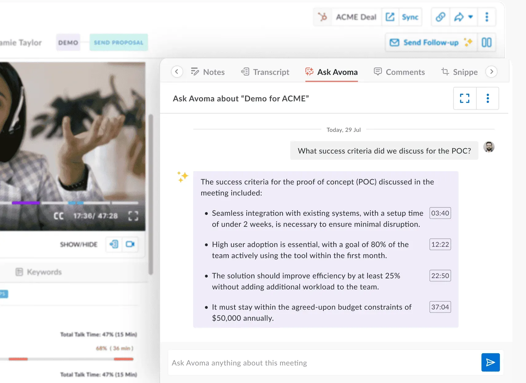 Avoma â AI Platform for Note-taking, Scheduling & Coaching