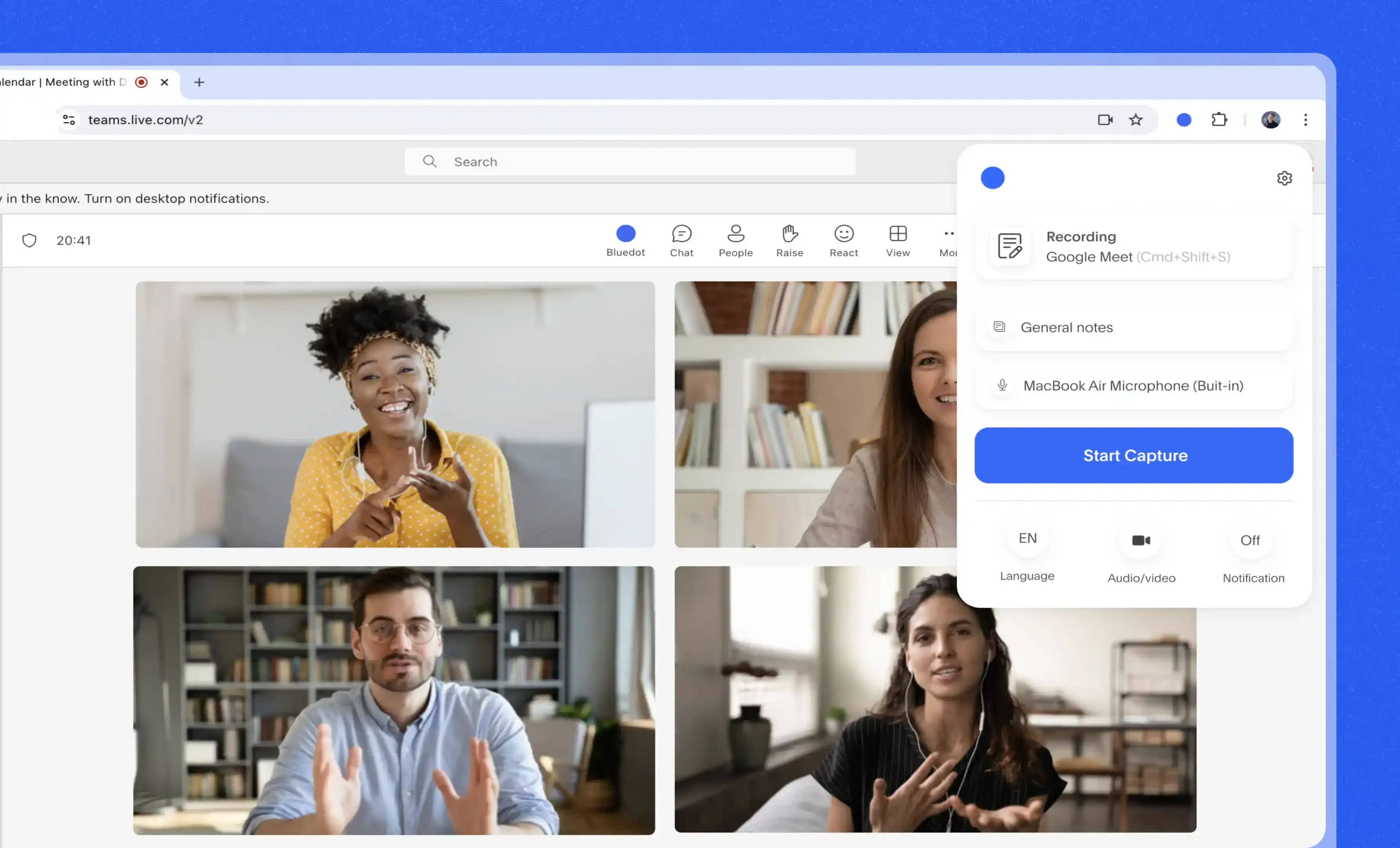 Bluedot notetaker | bot-free notetakers for microsoft teams
