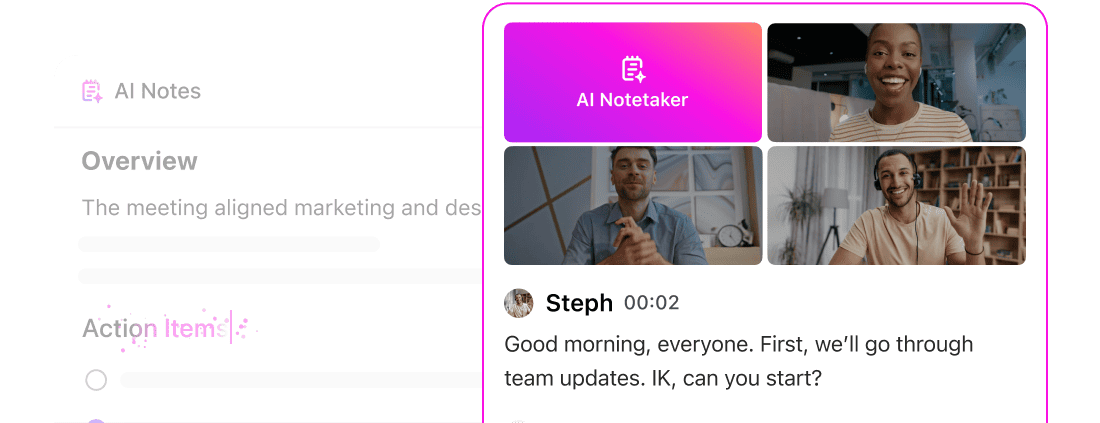 Clickup bot joins your meetings to capture notes