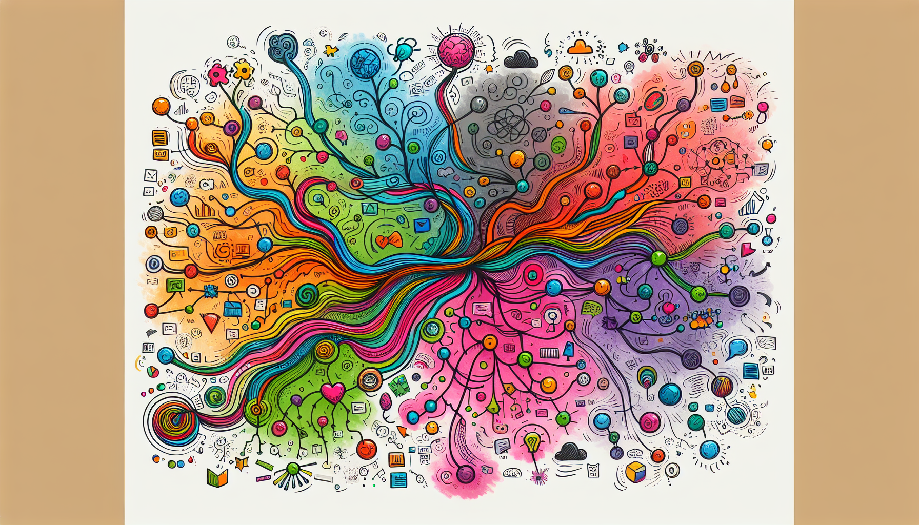 Color-coded mind map with visual cues