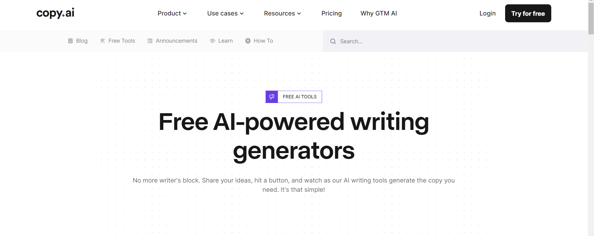 Copy.ai free ai powered writing generators