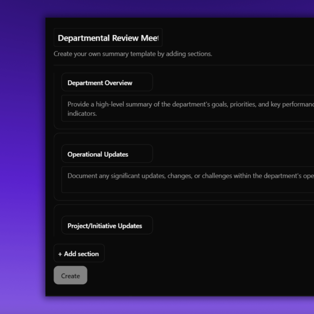Departmental Review Meeting Minutes template automation with jamie meeting tool