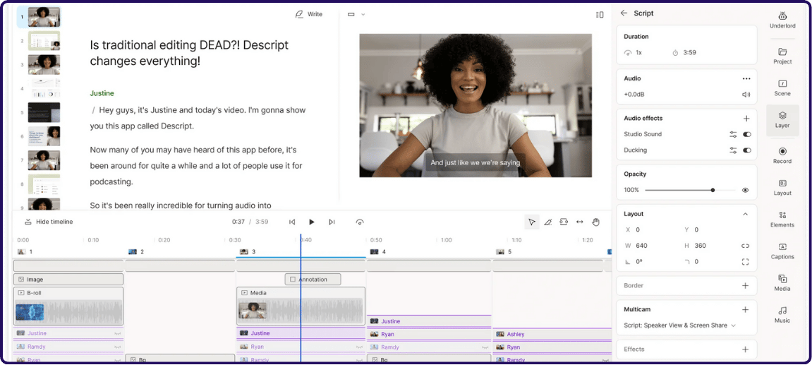 Descript Features | otter ai vs Descript vs Jamie AI