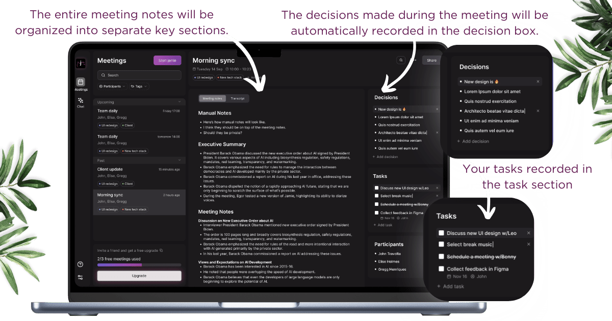 Download jamie for free and never take meeting notes again