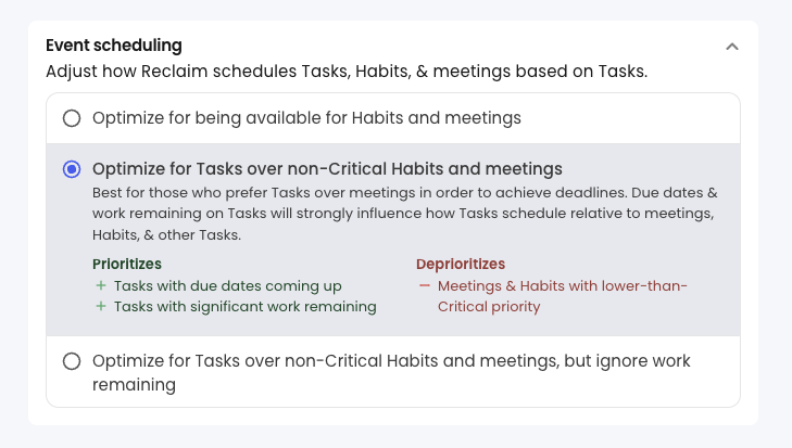 Event scheduling of Reclaim ai | ai productivity tools