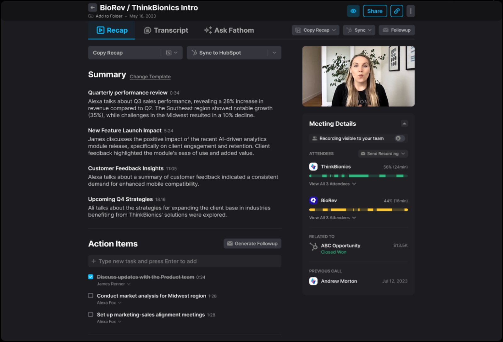 Fathom - AI meeting assistants for sales