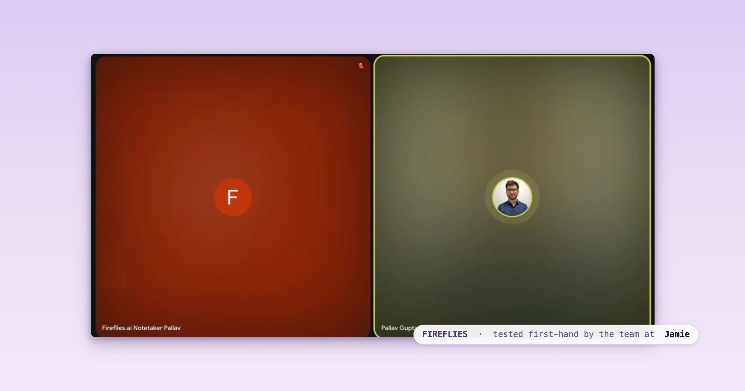 Fireflies bot joining a Google Meet call as a visible participant named Fireflies.ai Notetaker