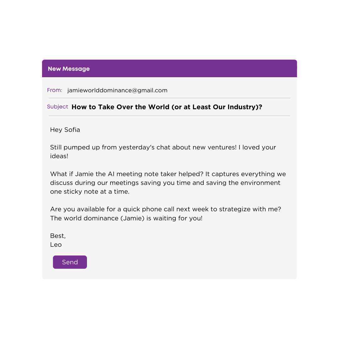 Follow up email after meeting - best ai note taker