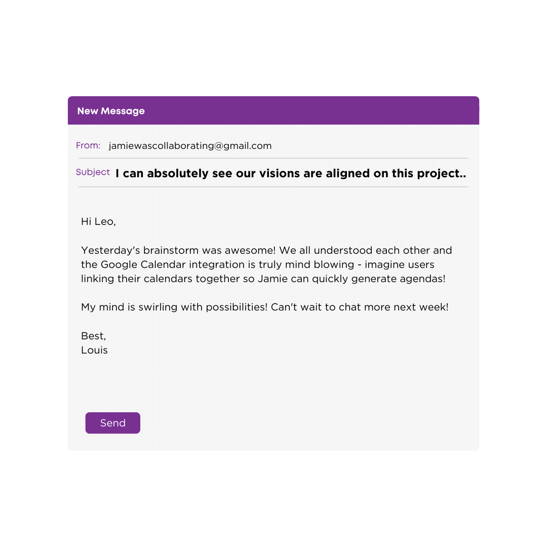 Follow up email after meeting - collaboration
