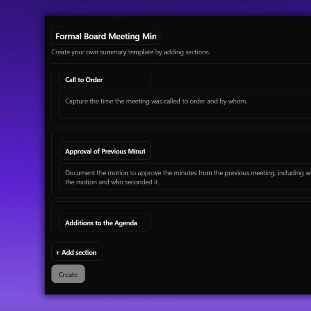 Formal Board meeting minutes template automation with jamie meeting tool