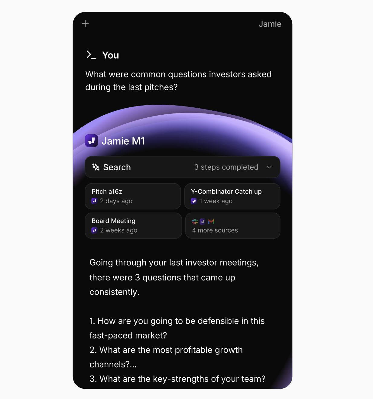Get answers related to your meetings with Jamieâs Sidebar