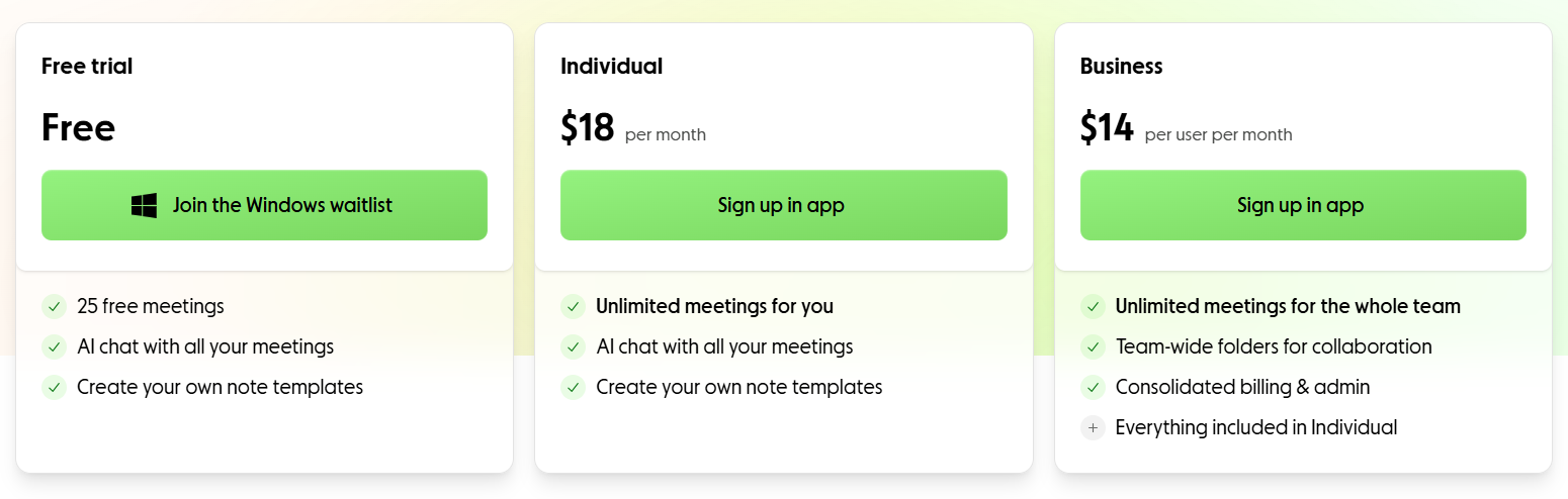 Granola Pricing | granola vs bluedot vs jamie