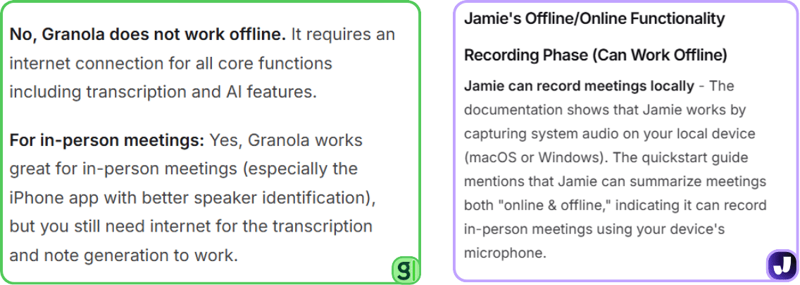 Granola doesn't work offline but Jamie works offline