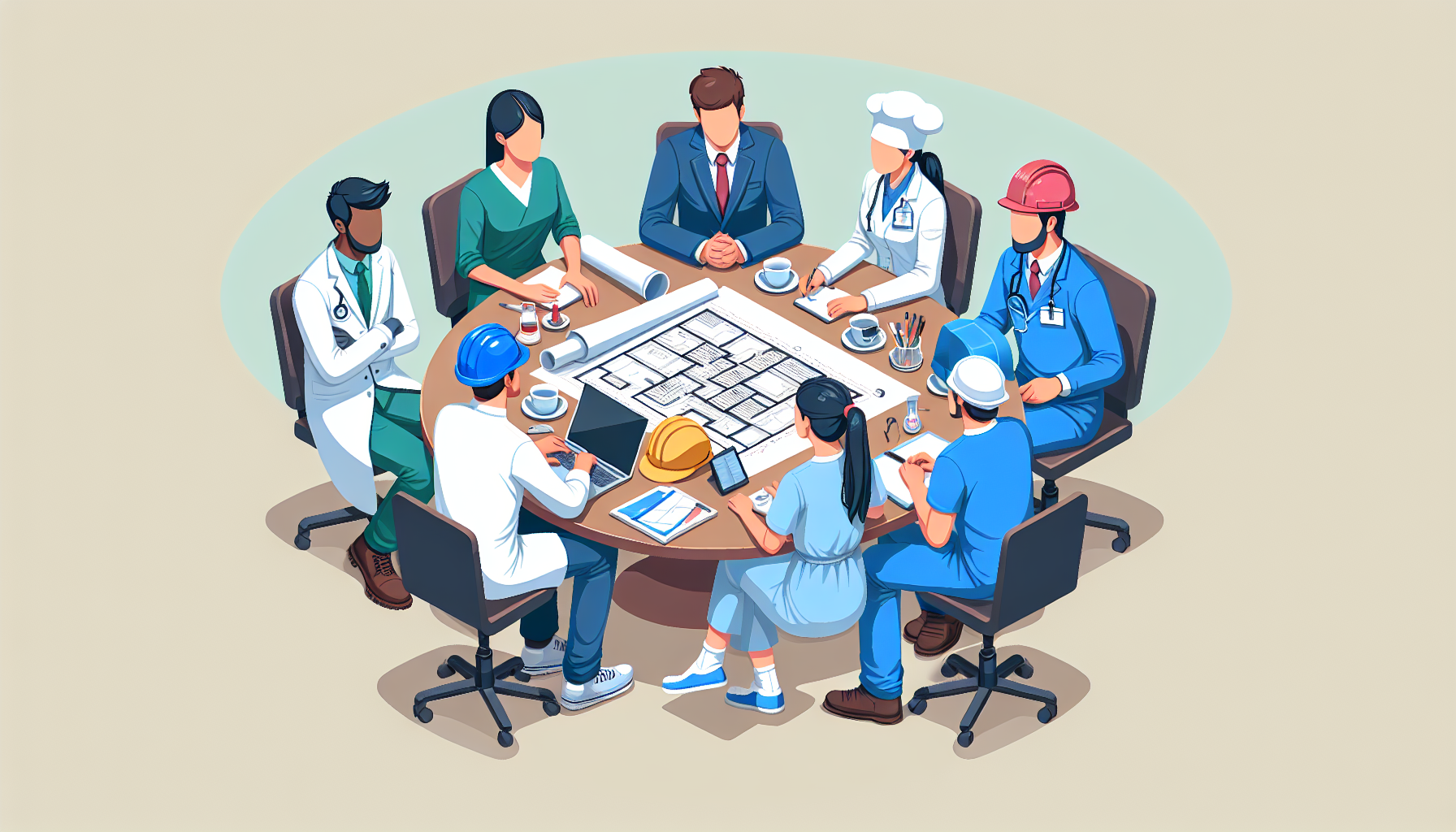 Illustration of diverse team members collaborating