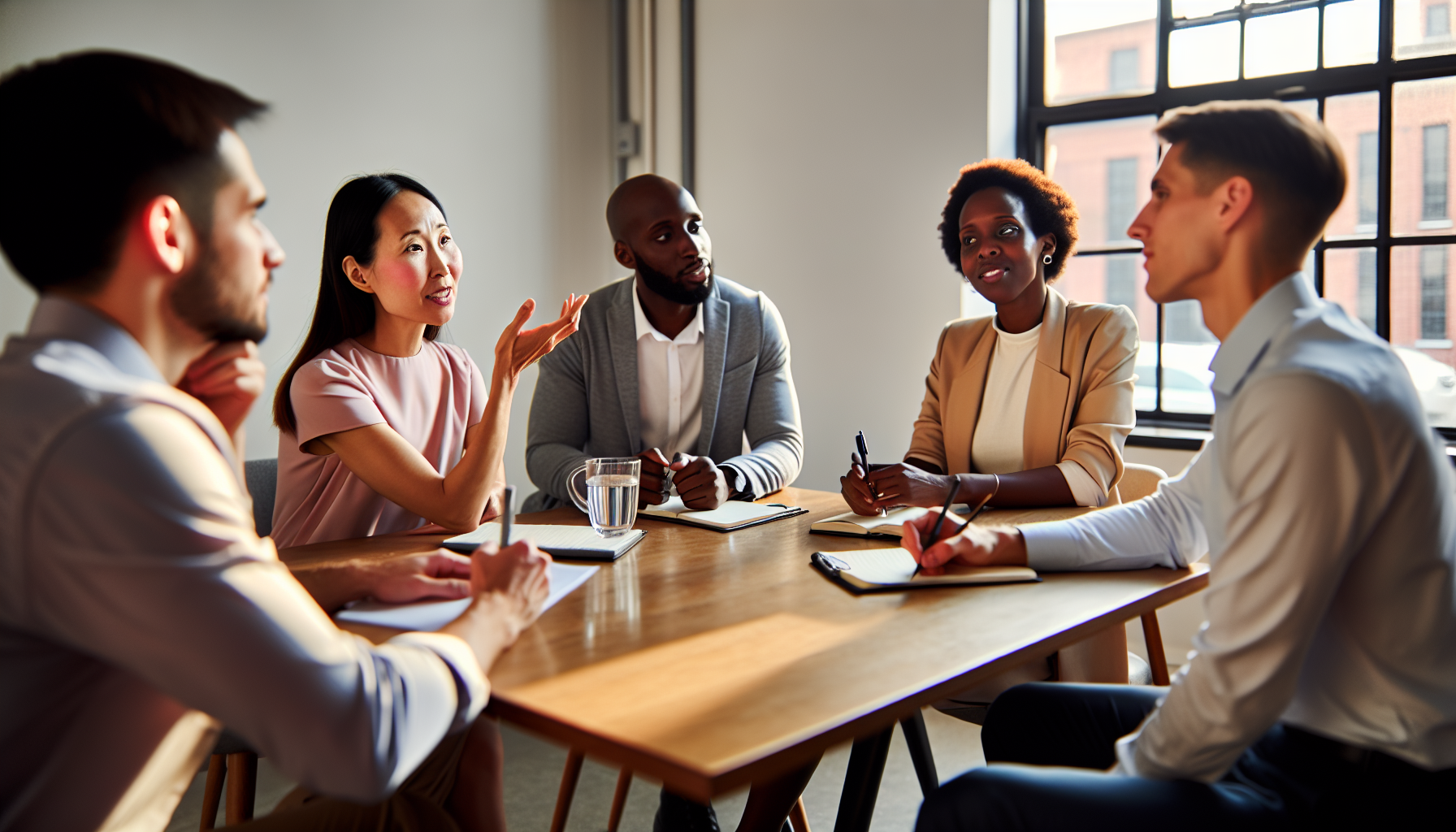 Image of a team having a debrief meeting