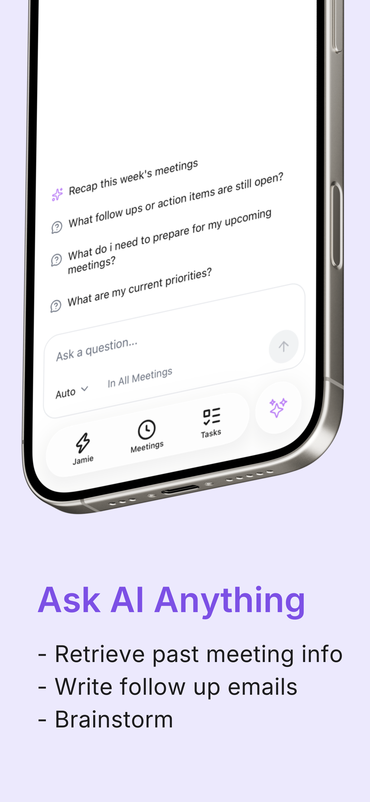 Turn past iPhone meetings into answers with Ask AI