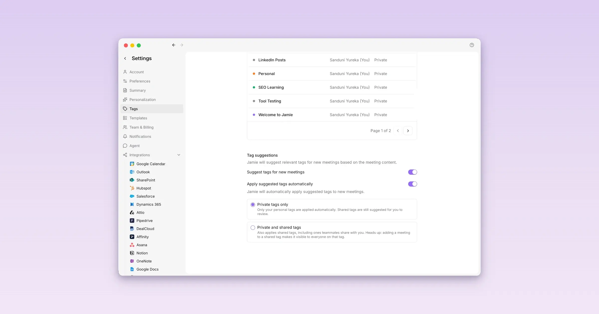 Jamie set to suggest and auto-apply meeting tags automatically