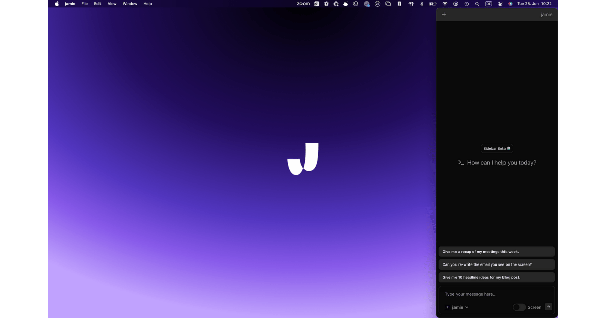 Jamie executive assistant screenshot