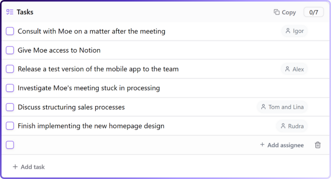 Jamie extracts action item and decision after analyzing your meeting audio. | Granola vs Superpowered vs Krisp vs Jamie