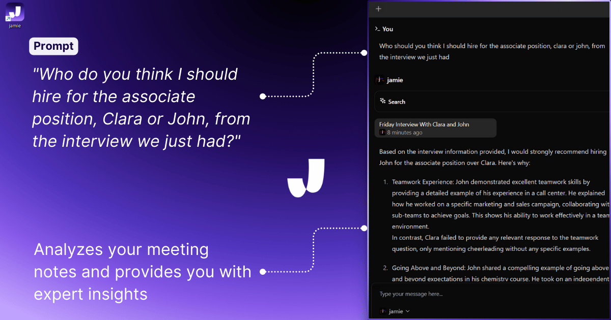 Jamie | instant interactive interview notes that you can talk and gain expert advice on.
