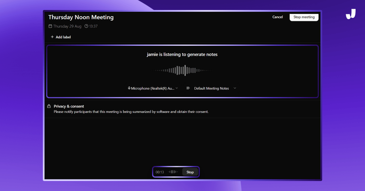 Jamie works online and offline | Otter ai vs Descript vs Jamie