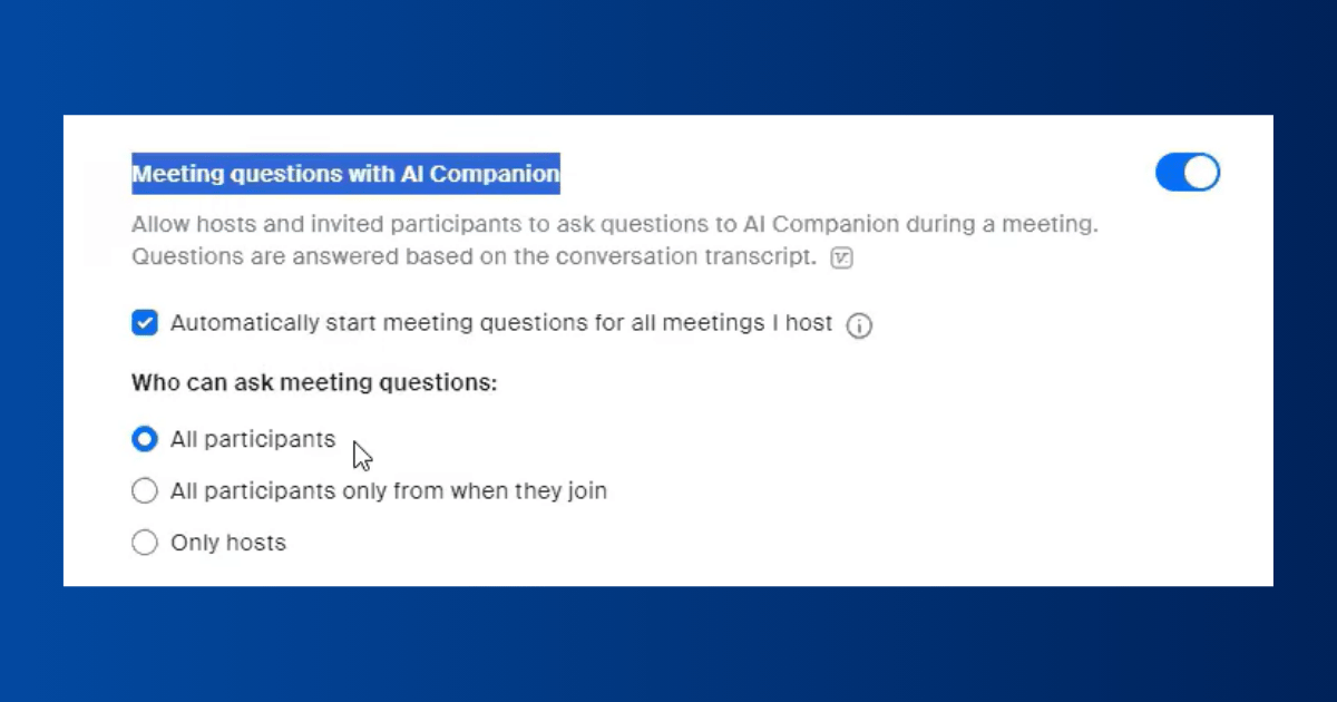 Meeting Questions with AI Companion Screenshot