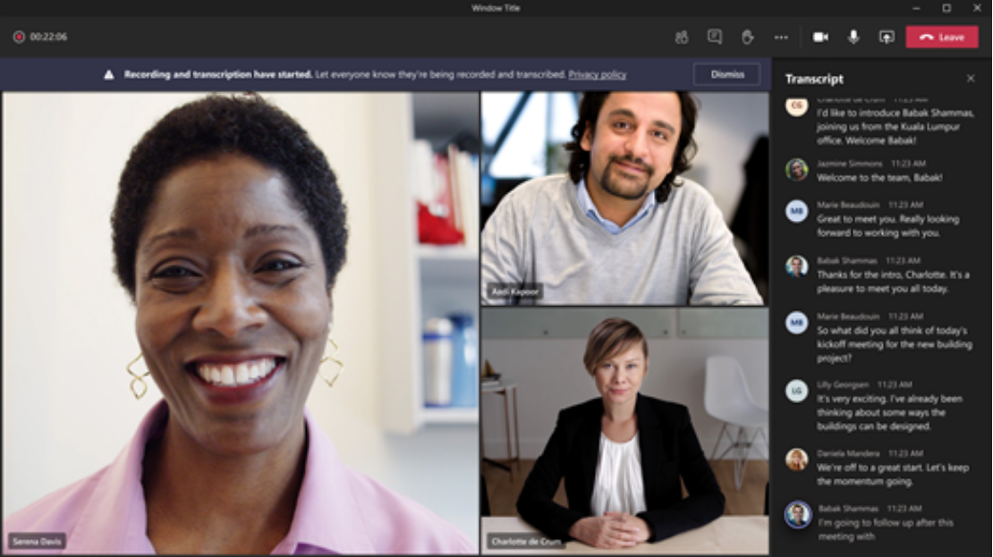 Microsoft Team's live transcription Feature | transcription software for Windows