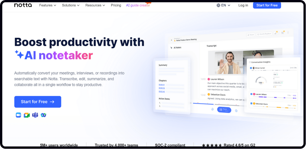 Notta | Fireflies ai alternatives