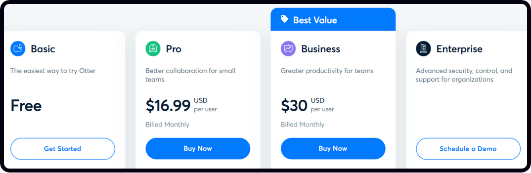 Otter.ai pricing | fireflies ai alternatives