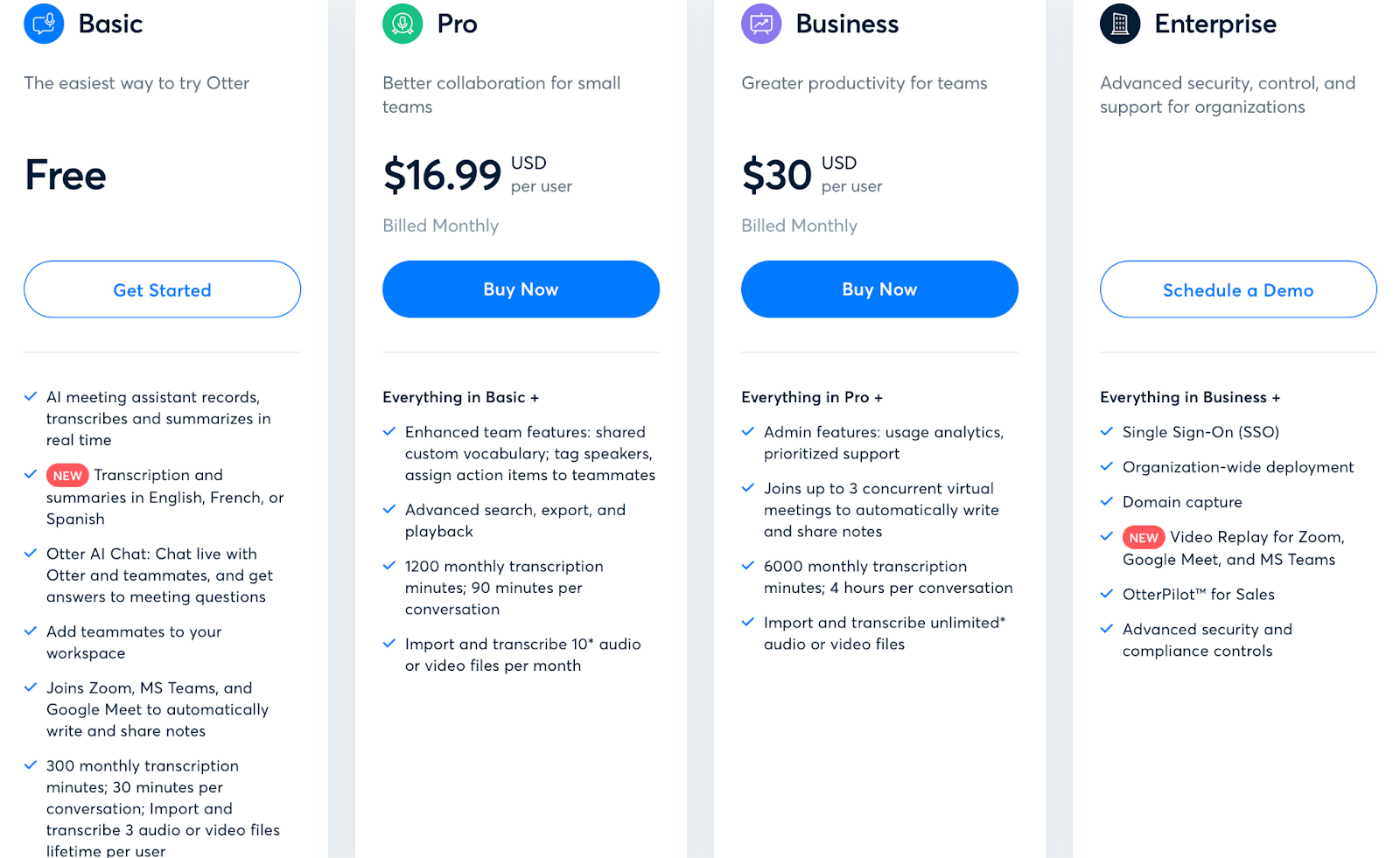 Otter AI pricing