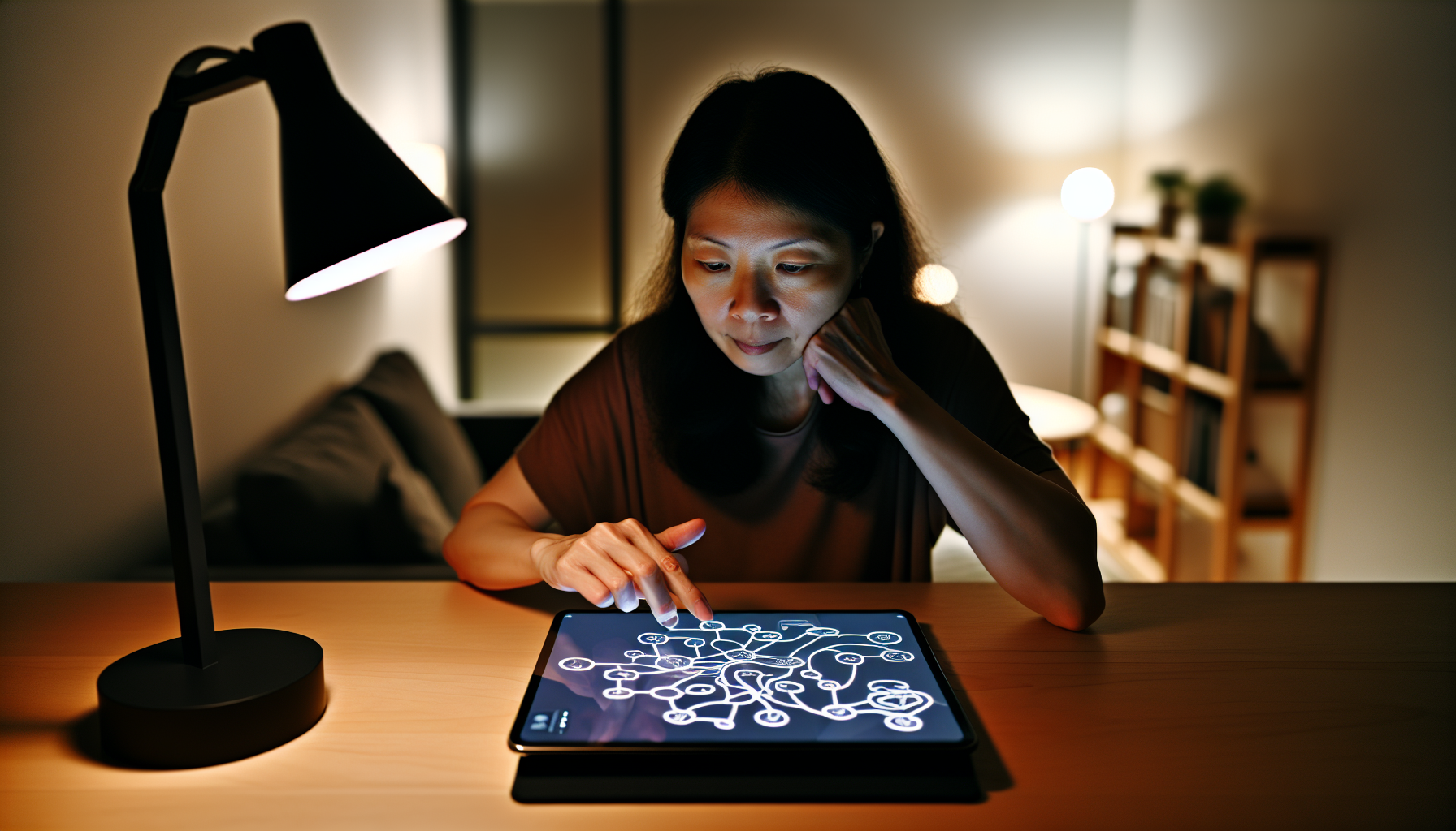 Person using mind mapping software on a digital device