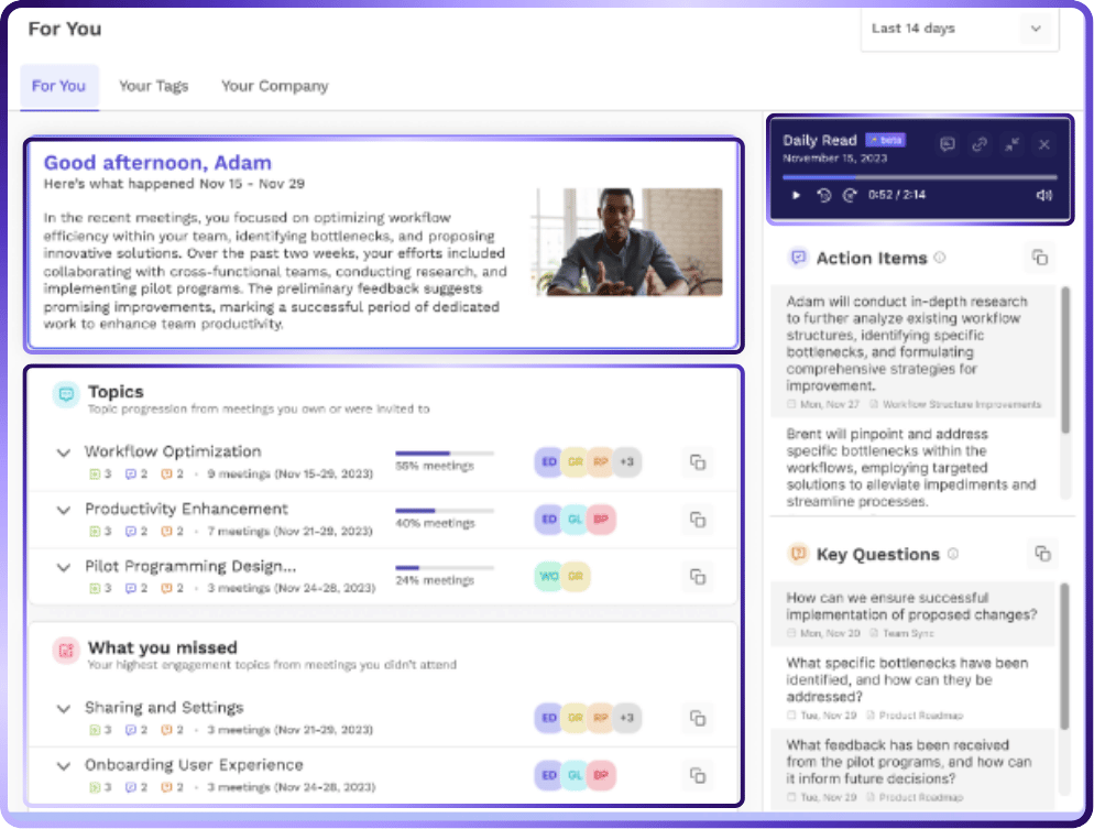 Read AI Dashboard | AI Meeting Assistant