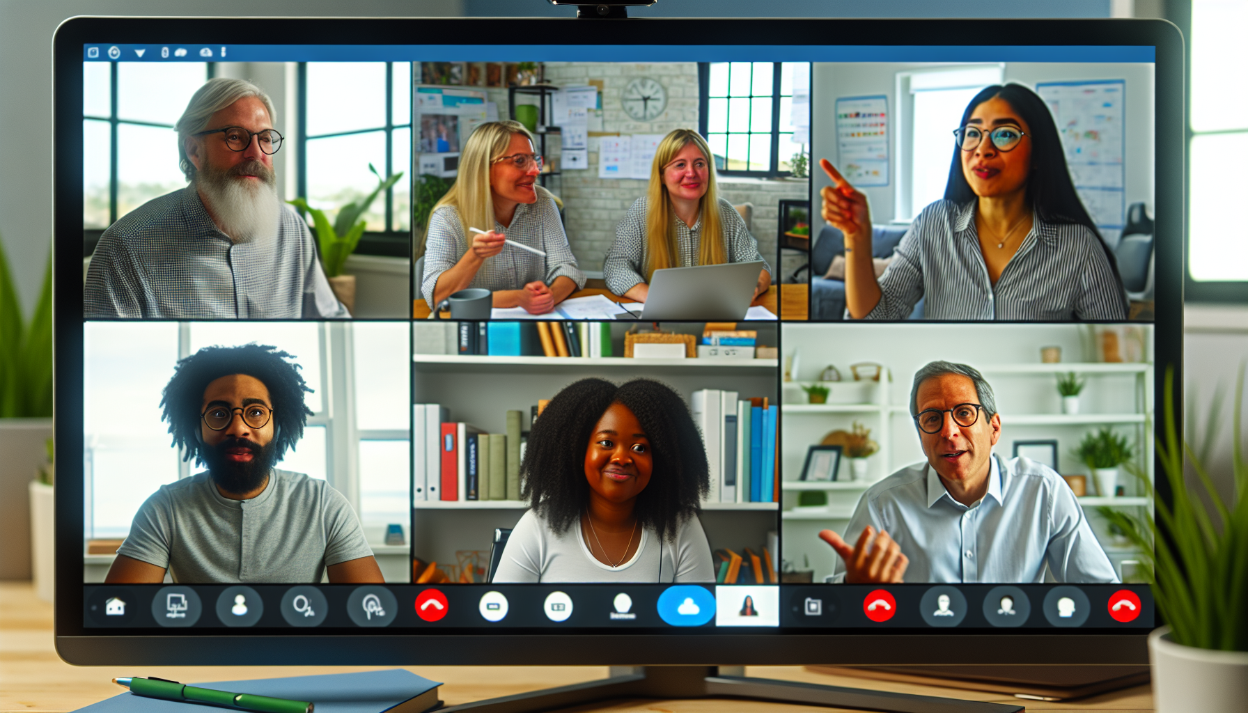 Remote team members joining a stand-up meeting via video conference
