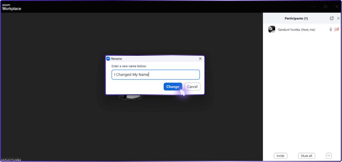 Rename Yourself and Click Change. | how to change name on zoom