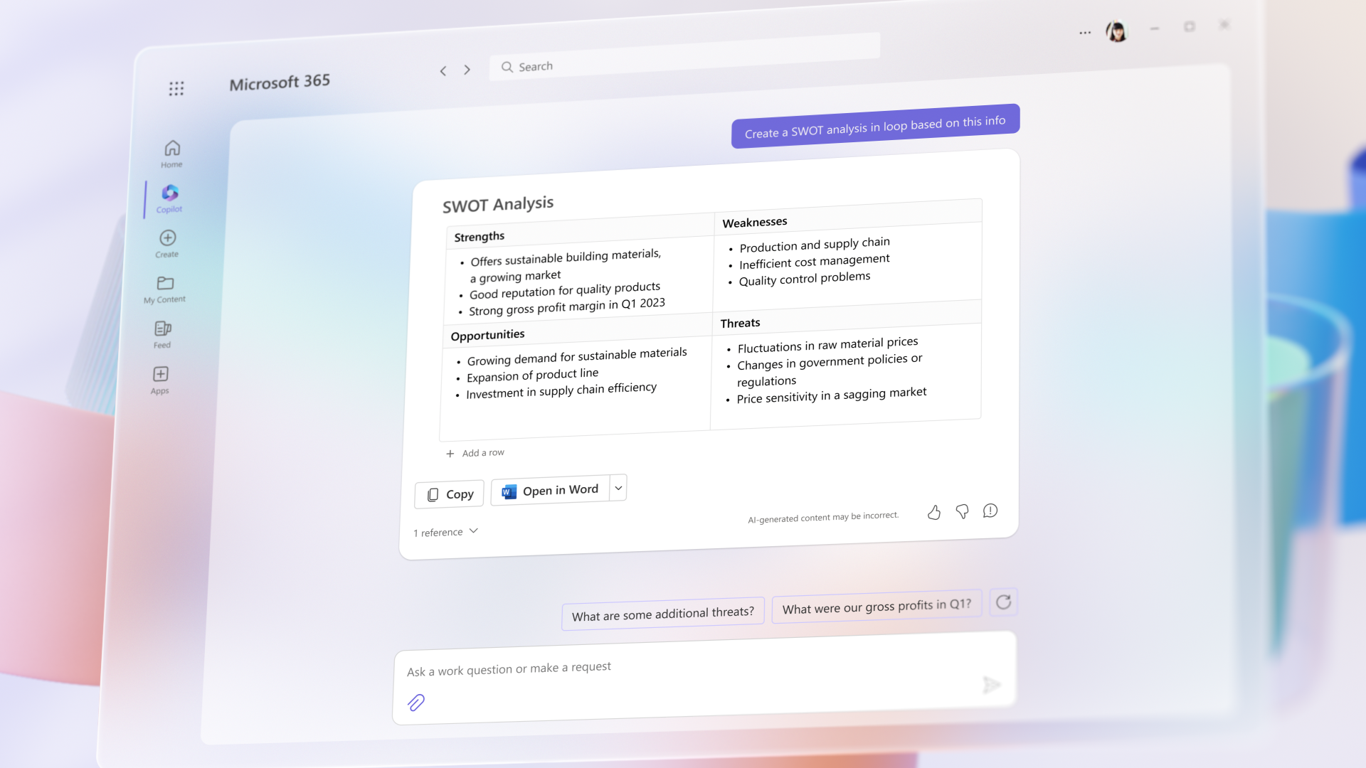 Screenshot Microsoft 365 Copilot | ai productivity tools