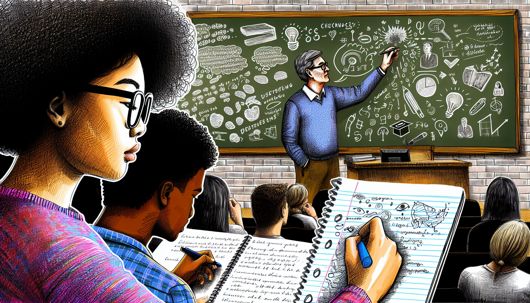 Sketchnoting in a classroom setting capturing key information