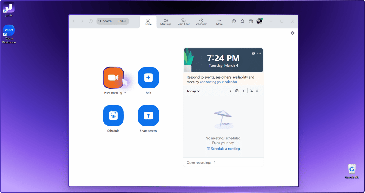 Step 02: Start or join a meeting as the host. | how to share a screen on zoom