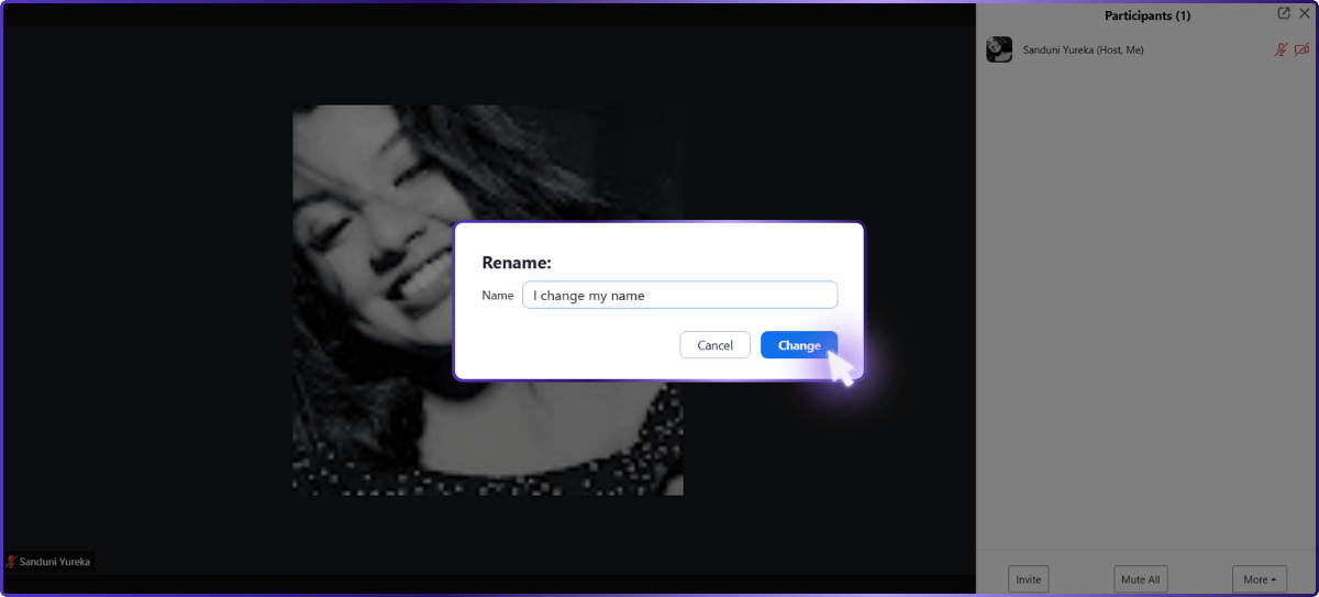 Step 05: Type Your New Display Name in the Box That Pops Up. | how to change name on zoom