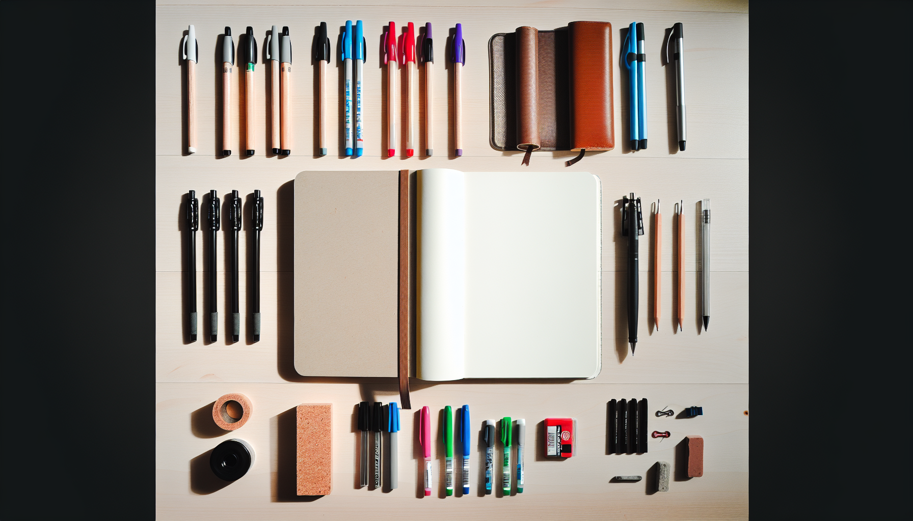 Traditional sketchnoting tools including pens and notebooks