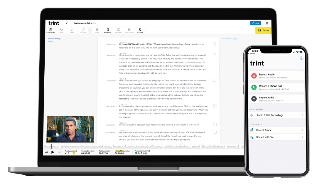 Trint ai | ai powered and automated transcription tools