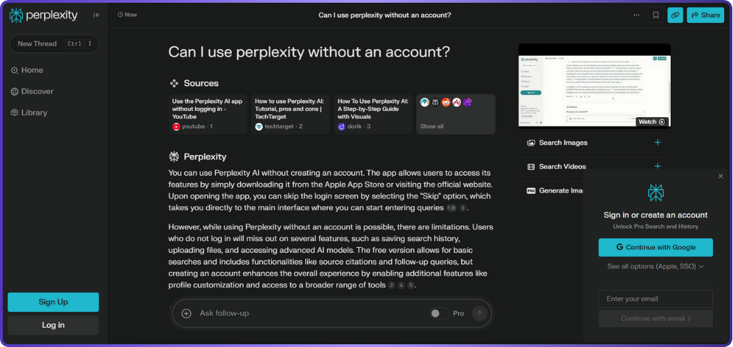 Using Perplexity ai without an account | What is perplexity ai | review by Jamie