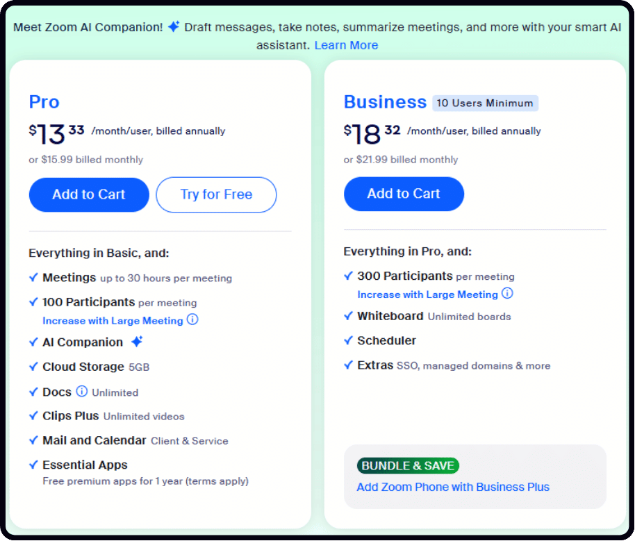 Zoom Workplace Pricing